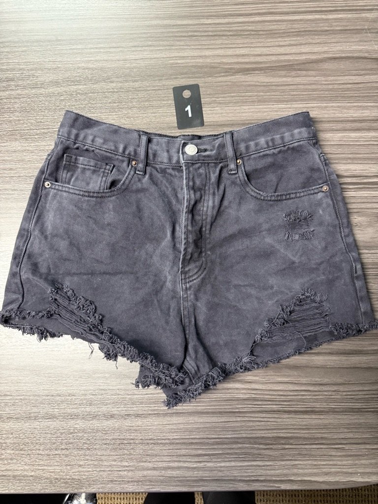 Pacsun Washed Black Distressed High-Rise Denim Shorts